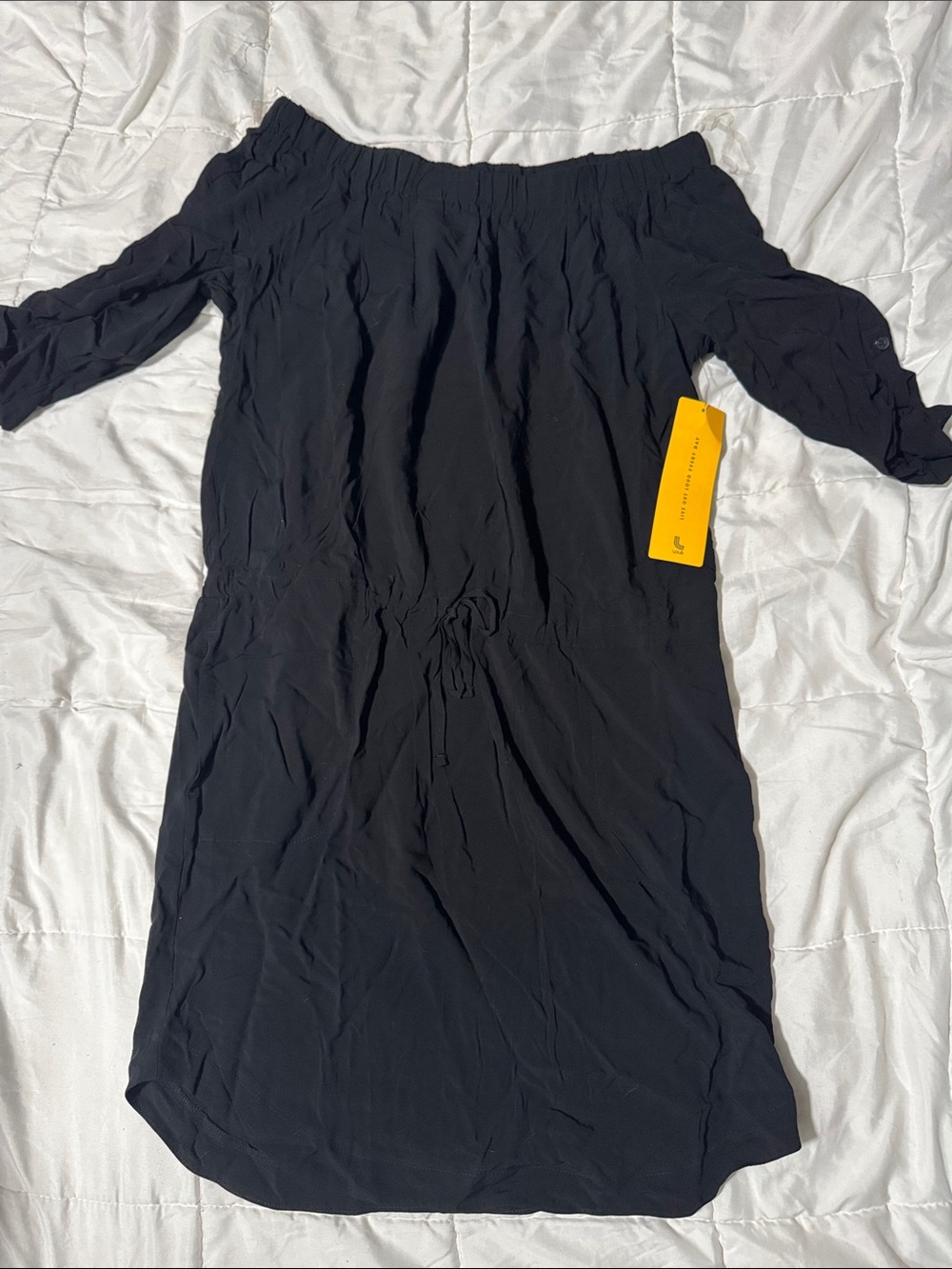 Lole Off-Shoulder Black Long Sleeve Dress